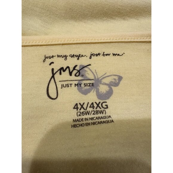 JMS Just My Size Womans 4 X 26W/28W Pullover Top Blouse Cap Sleeve Yellow - Picture 6 of 7